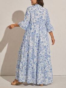 SHEIN CURVE+ Đầm đi biển tay loe xếp tầng in hoa cỡ lớn dành cho nữ, trang phục đi nghỉ mát, đầm hè cho nữ, đầm maxi xanh trắng, đầm maxi hoa xanh, đầm maxi xếp tầng, quần áo mùa thu cho nữ, trang phục học sinh, trang phục đồng quê cho nữ, trang phục giáo viên cho nữ, trang phục đồng quê cho nữ, quần áo mùa thu cho nữ, trang phục mùa thu cho nữ, đầm cho nữ, trang phục thường ngày. - Nhiều màu - Xem 2