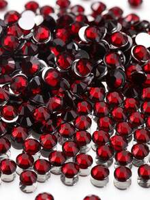 2000pcs 3-6mm Dark Red Flat Back Resin Rhinestones, Round Jelly Gemstones For DIY Accessories, Shoes, Clothes, Cosmetics, Bags, And Decoration - Crimson - View 2