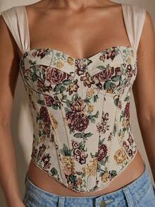 SHEIN BAE Women's Floral Jacquard Elegant Blouse - Multicolor - View 7