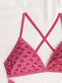 SHEIN Swim Vcay Bộ bikini tam giác phong cách retro ngọt ngào và quyến rũ mùa Xuân/Hè 2026, áo tắm hai mảnh cao cấp tối giản, buộc dây, dành cho vòng ngực nhỏ. - Nhiều màu - Xem 3