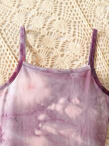 Bộ áo liền quần nhuộm màu tie-dye phong cách thường ngày cho bé gái, kiểu dáng giản dị dạo phố. - Nhiều màu - Xem 5