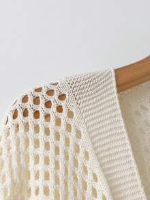 GlowEve CURVE Áo khoác cardigan dệt kim dáng rộng đa năng mùa xuân/hè, cổ chữ V sâu kết hợp tay áo cánh dơi tôn dáng, thắt eo tạo hiệu ứng thon gọn, dễ phối với áo hai dây, váy, phù hợp cho đi làm, hẹn hò, tiệc trà chiều, nhẹ nhàng nhưng vẫn thanh lịch. - Màu be - Xem 8