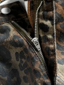 Manfinity Denimwave Shorts vaqueros casuales con estampado de leopardo y efecto desgastado para hombre - Multicolor - Ver 4