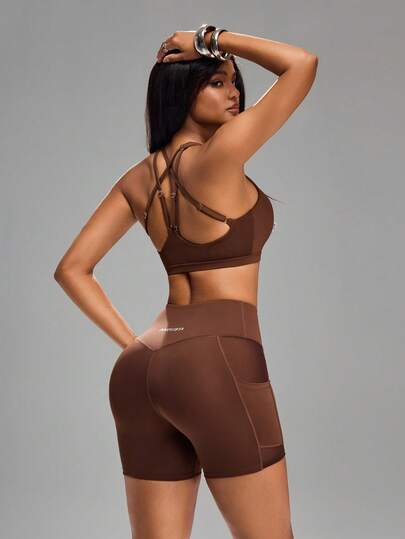 Innovista 女士纯色吊带修身透气健身运动套装，夏季