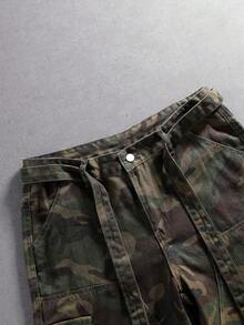 Manfinity Denimwave Men's Casual Cargo Camo Denim Shorts, Street Fashion Style - Army Green - View 3