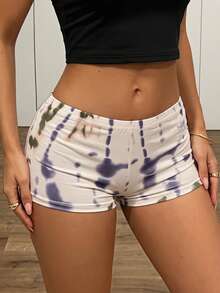 SHEIN ICON 女士扎染休闲百搭日常短裤 - 彩色 - 查看 1