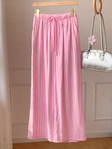 Comfortcana Women's Drawstring Waist Casual Versatile Daily Wear Wide Leg Pants - Hot Pink - View 6