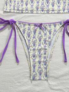 Swim Mod Bộ đồ bơi Tanki nữ màu tím ngọt ngào dễ thương họa tiết nơ và hoa, bộ bikini mới về xuân/hè họa tiết hoa nơ thắt viền ren cho nữ - Nhiều màu - Xem 5
