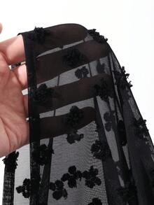 FRIFUL Women's Polka Dot Mesh Backless Sleeveless Dress - Black - View 3