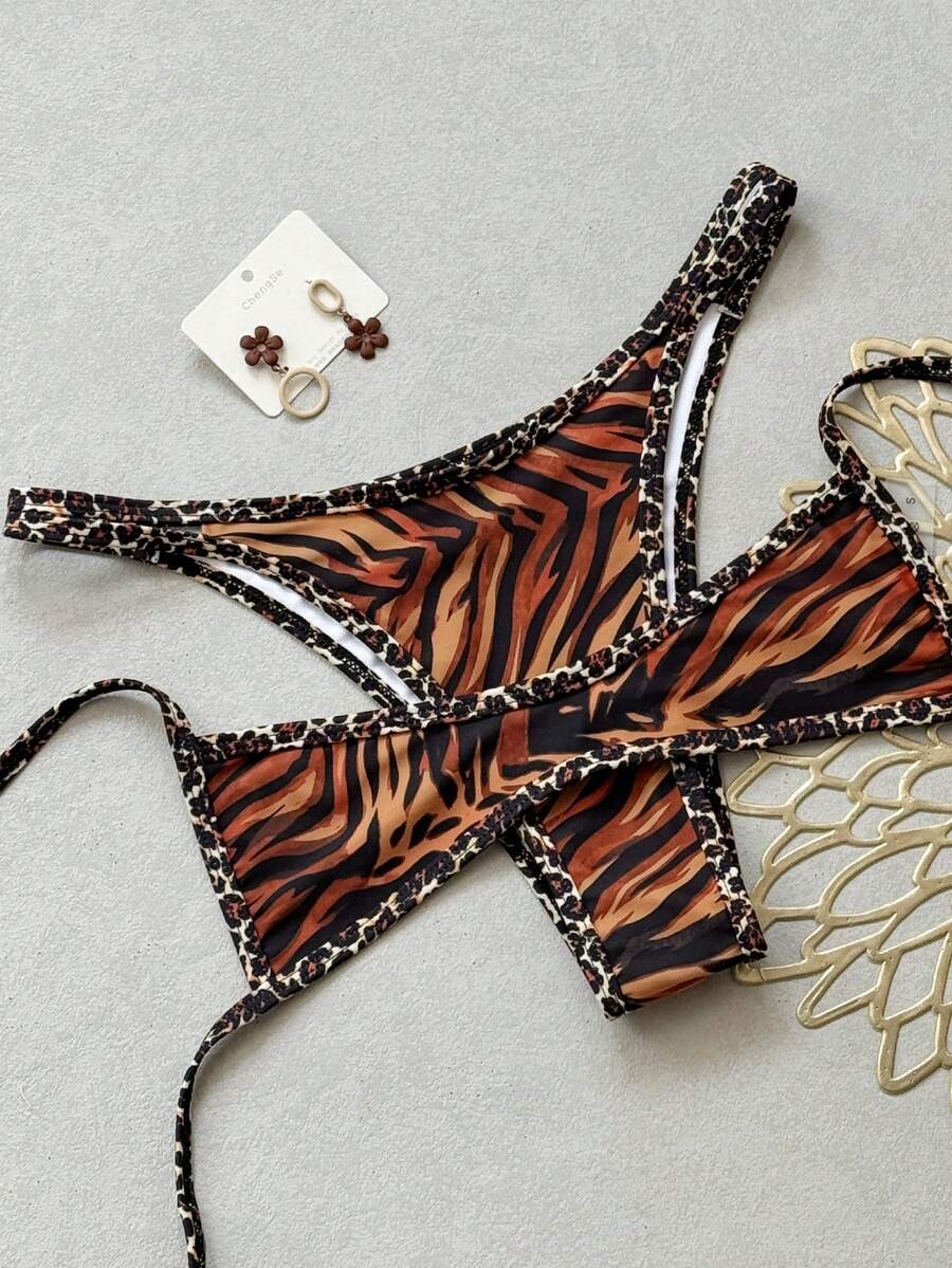 Swim Vcay Bộ bikini 2 mảnh dành cho nữ, mẫu mới Xuân/Hè 2026, họa tiết hoa ngẫu nhiên, thích hợp cho kỳ nghỉ biển, phong cách thường ngày, gợi cảm. - Nhiều màu - Xem 1