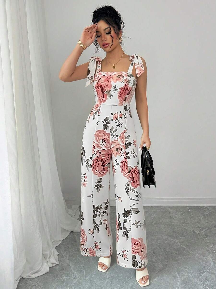 SHEIN Raffinéa Mono de mujer con estampado blanco y negro de moda, primavera/verano - Blanco - Ver 1
