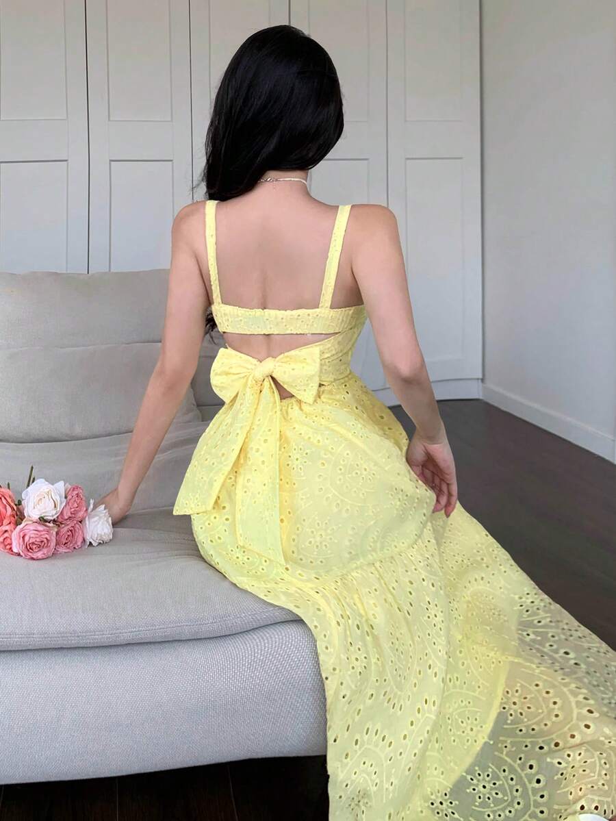 DAZY 女士休闲度假风长裙,春夏款 - 黃色 - 查看 1