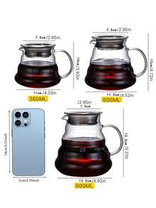 1pc Simple Heat-Resistant Glass Coffee Pot With Cute Cloud Design, Hand Drip Coffee Maker, Coffee Filtering Cup, Coffee Accessories - transparent - View 4