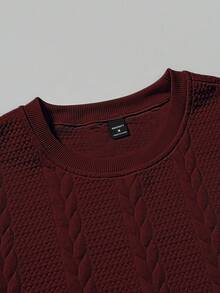 EGENSIO Camiseta de punto casual de manga corta con gráfico de letras para hombre - Burdeos - Ver 4