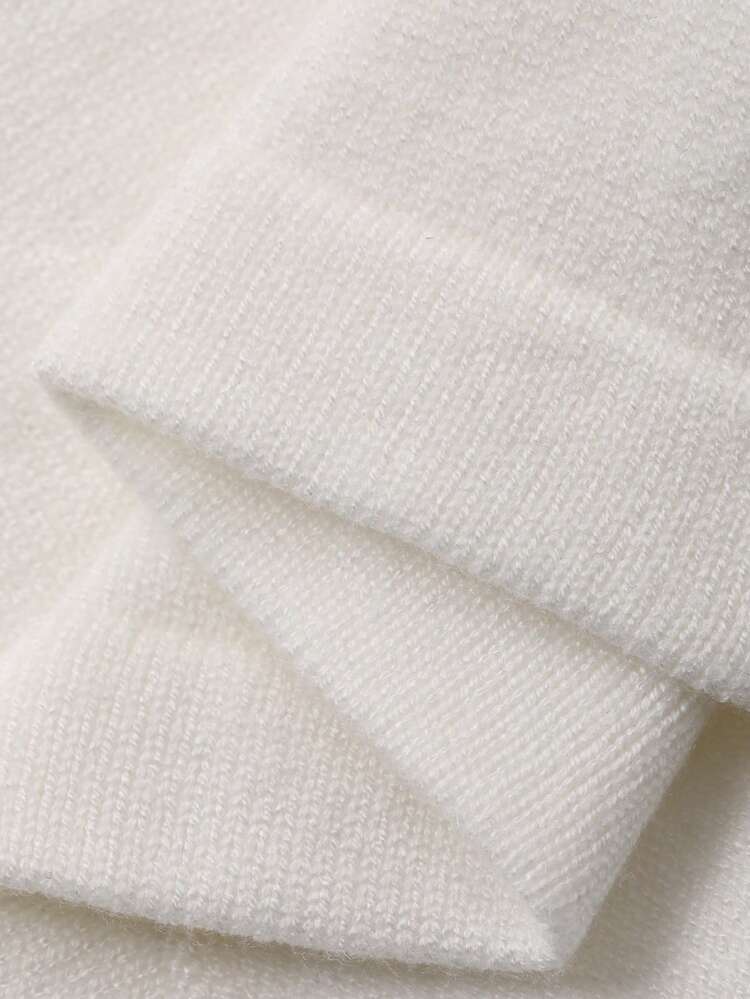 Spring & Summer Design Sense Round Neck Fitted Splice Contrast Color Casual All-Match Versatile White Women Sweater