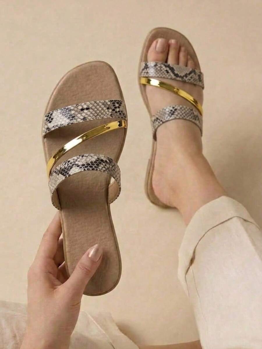 Flat Sandal In Gold, Rose And Silver Gold - Multicolor - View 1