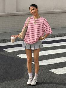 Muchica Women's Casual Striped Short Sleeve T-Shirt, Summer - Multicolor - View 3