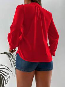 INAWLY Camisa de manga larga con estampado de cristales, informal y cómoda para ir a la oficina - Rojo - Ver 2