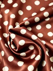 Franclia Quần ống đứng dáng suông bằng vải satin in chấm bi dành cho nữ cỡ lớn, có dây rút. - Rỉ Nâu - Xem 6