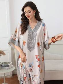 Al Najma Đầm nữ kiểu Ả Rập in họa tiết tối giản - Nhiều màu - Xem 4