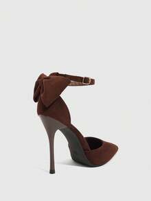 CUCCOO SZL Women's Casual Fashionable Simple Ankle Strap Pointed Toe High Heels, Summer - dark brown - View 2