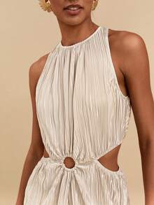 Travachic Women's Solid Color Halter Casual Everyday Romper - Apricot - View 6