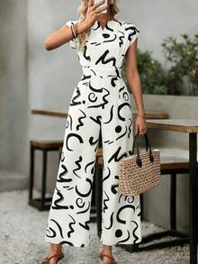 EMERY ROSE Women's Summer Casual All-Over Print Wide Leg Jumpsuit - Multicolor - View 8