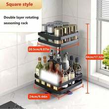 1 Buah Rak Bumbu Dapur Berputar 360°, Organizer Bumbu Plastik untuk Minyak, Garam, Saus, Cuka, Meja Putar Multifungsi 1/2/3 Tingkat dengan Pengisap & Baki Stabil, Penyimpanan Meja untuk Dapur, Kamar Mandi, Rumah, Hanya Tersedia Warna Hitam - MultiWarna - View 10