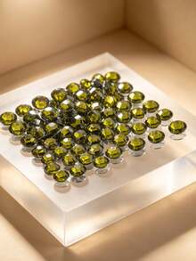 2000颗3-6毫米银色平底深橄榄色树脂水钻，圆形果冻宝石，用于制作鞋子、衣服、包包、化妆品配件和装饰品。 - 深橄欖 - 查看 6