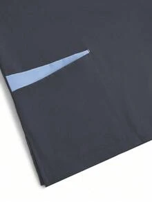 TaskEZ Solid Color Patchwork V-Neck Short Sleeve Top And Pants Scrub Uniform Set - Grey - View 5