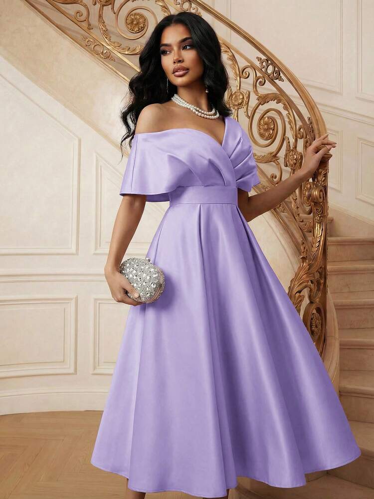 Women's Elegant Solid Color Off Shoulder Long Dress