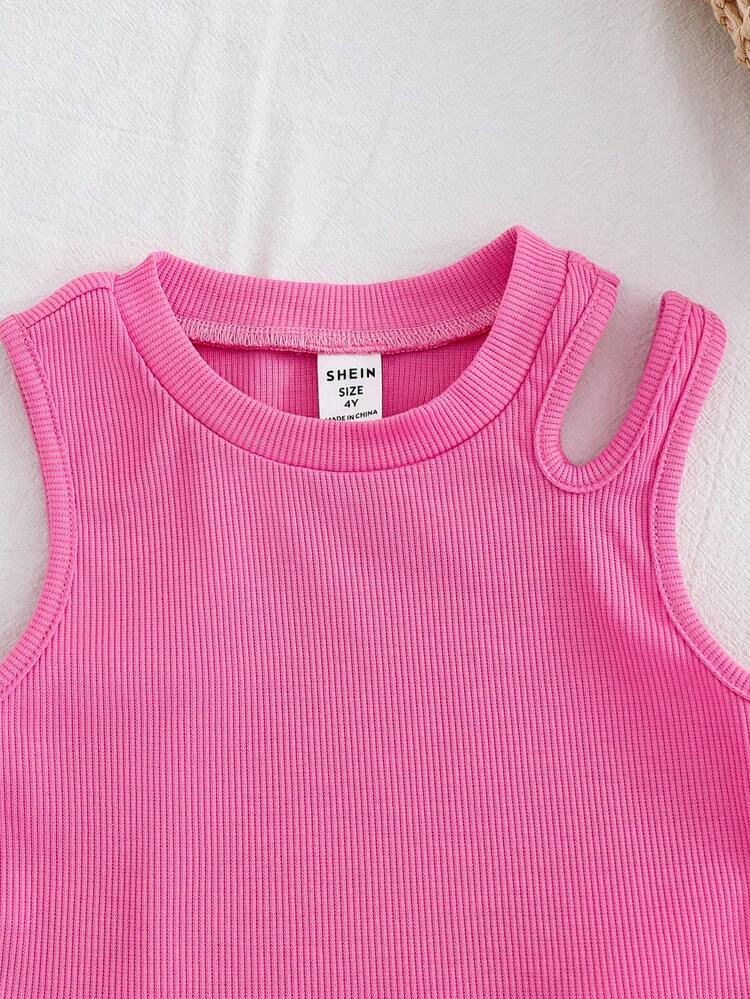 Emery Rose Kids Emery Rose Kids 女童针织纯色圆领休闲背心和碎花迷你裙两件套 - 咖啡棕 - 查看 7