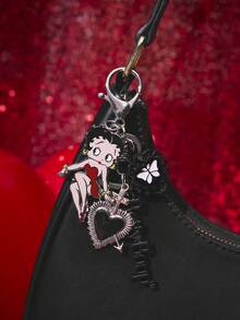 Betty Boop x SHEIN 1PC Betty Boop Y2K Gothic Black Cross Butterfly Love Pendant Keychain - Multicolor - View 2