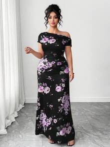 Elenzga Đầm chữ A tay ngắn, màu xanh lục lam nhuộm tie-dye, thanh lịch, thời trang dành cho nữ cỡ lớn, tay ngắn, thích hợp cho đầu xuân. - Nhiều màu - Xem 8
