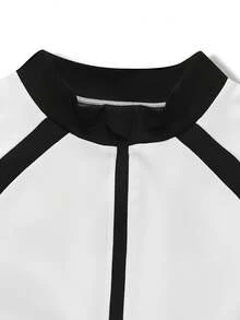 Easithlete Easithlete Contrast Color Patchwork Short Sleeve Fitted Equestrian Outfit - White - View 4