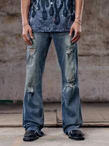 Skyrend Men's Casual Denim Jeans, Minimalist Fashion For Everyday Wear Going Out College Street Hang Out Disco - Light Wash - View 4