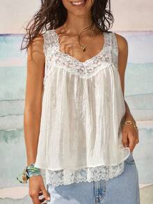 Women's Minimalist Patchwork Trim Camisole Women's Minimalist Patchwork Trim Camisole Women's Minimalist Casual Lace Patchwork Cami Top Summer Summer Outfits Summer Clothes Summer Top Beach Outfit For Women Beach Outfits For Women Beach Outfits Elegant Women's Blouses Casual Blouses For Women Casual Blouse For Women Vacation Outfits Women Summer Holiday Outfits Holiday Outfits Vacation Outfits For Women  White Tops  Boho Tops For Women Boho Clothes Summer Tops Women's Tops For Summer Women's Tops For Summer - Apricot - View 6