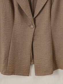 Modelyn Blazer sin mangas de unicolor informal de talla grande para verano - Caqui - Ver 4