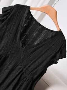 CosyJoli Plus Size Camisole & Tank Top, Cap Sleeve Blouse, Coffee Brown Sleeveless Top, Casual Elegant Women Clothing - Black - View 3