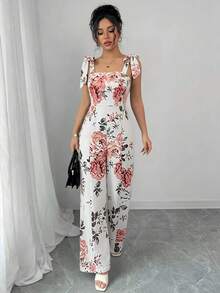 SHEIN Raffinéa Mono de mujer con estampado blanco y negro de moda, primavera/verano - Blanco - Ver 3