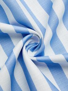 Qadelle Women's Fine-Woven Elegant Striped Summer Long Dress - Blue and White - View 7