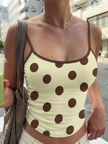 Muchica Áo camisole ôm dáng in chấm bi dành cho nữ - Nhiều màu - Xem 4