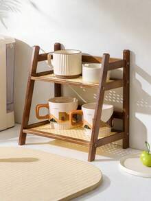 1 Estantería de almacenamiento de escritorio para la cocina, estantería para especias, estantería de almacenamiento de escritorio de doble capa, adecuada para oficina, cocina, organización de tazas, Navidad, invierno, cocina - Multicolor - Ver 7
