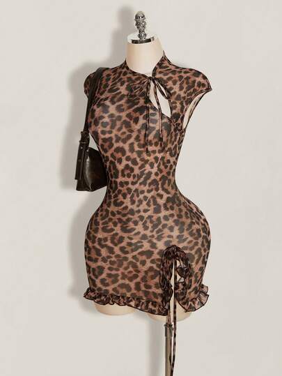 SHEIN ICON Women's Leopard Print Mini Dress