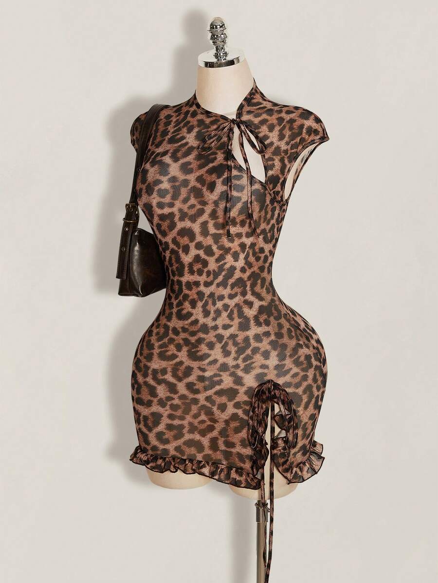 SHEIN ICON 女士豹纹迷你连衣裙 - 彩色 - 查看 1