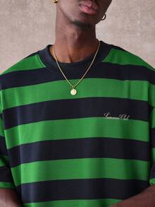 Retro Beverly Hills Athletic Club Summer Streetwear Tee Striped Oversized Graphic Rodeo Drive Collection Leisure Casual Classic Comfort - Green - View 2