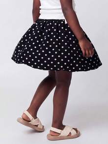 Maija Kids Maija Kids 1件儿童/少女休闲运动风宽松可爱黑白波点喇叭裙，适合日常穿着、返校、外出、运动、春夏季节。 - 黑與白 - 查看 2