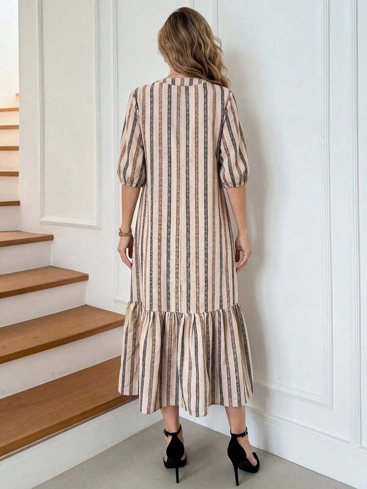Women's Daily Wear Holiday DressSpring And Summer V-Neck Brush Print Khaki Daily Casual DressModest Dresses For WomenTeacher Outfits For Women Mothers Day Outfit Gift For Mom