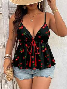 SHEIN VCAY Áo tank top dáng chữ A, dây mảnh, cỡ lớn, có tua rua trang trí, thoải mái, thích hợp cho mùa xuân và mùa hè. - Nhiều màu - Xem 5