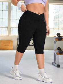 SHEIN FlexDen Plus Size Women's Casual Stretch 7/8 Length Skinny Denim Jeans - Black - View 5
